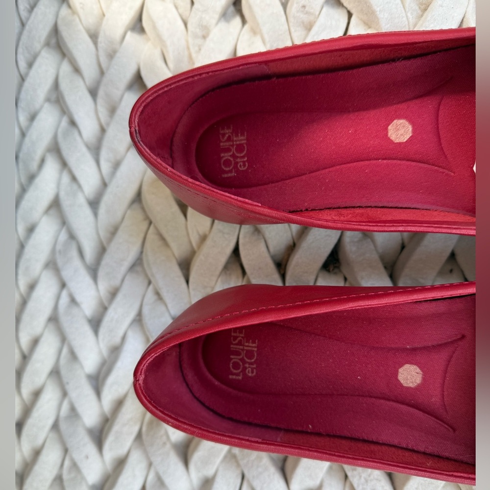 Louise et Cie Red Leather Loafers Flats - Picture 2 of 4